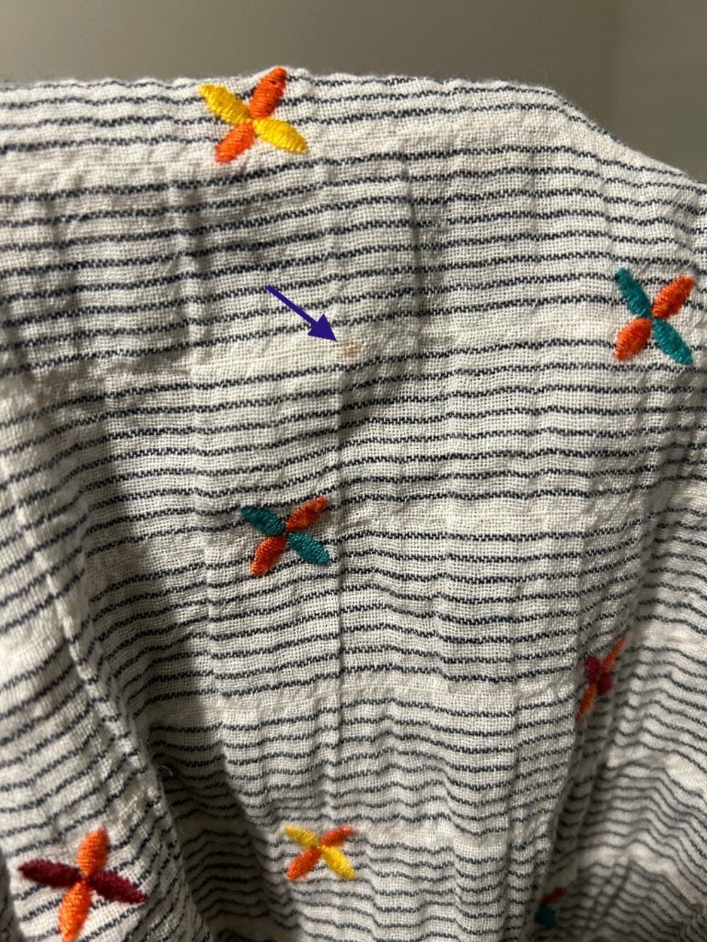 THML Striped Ruffle Blouse Windmill X Whimsy Design Flowy Cotton/Linen EUC Sz M - Picture 6 of 6